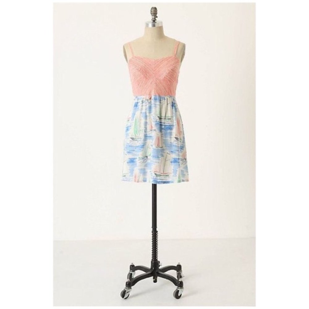 Anthropologie Eloise Maritime Flag Sailboat Chemise Maritime Print S NWOT